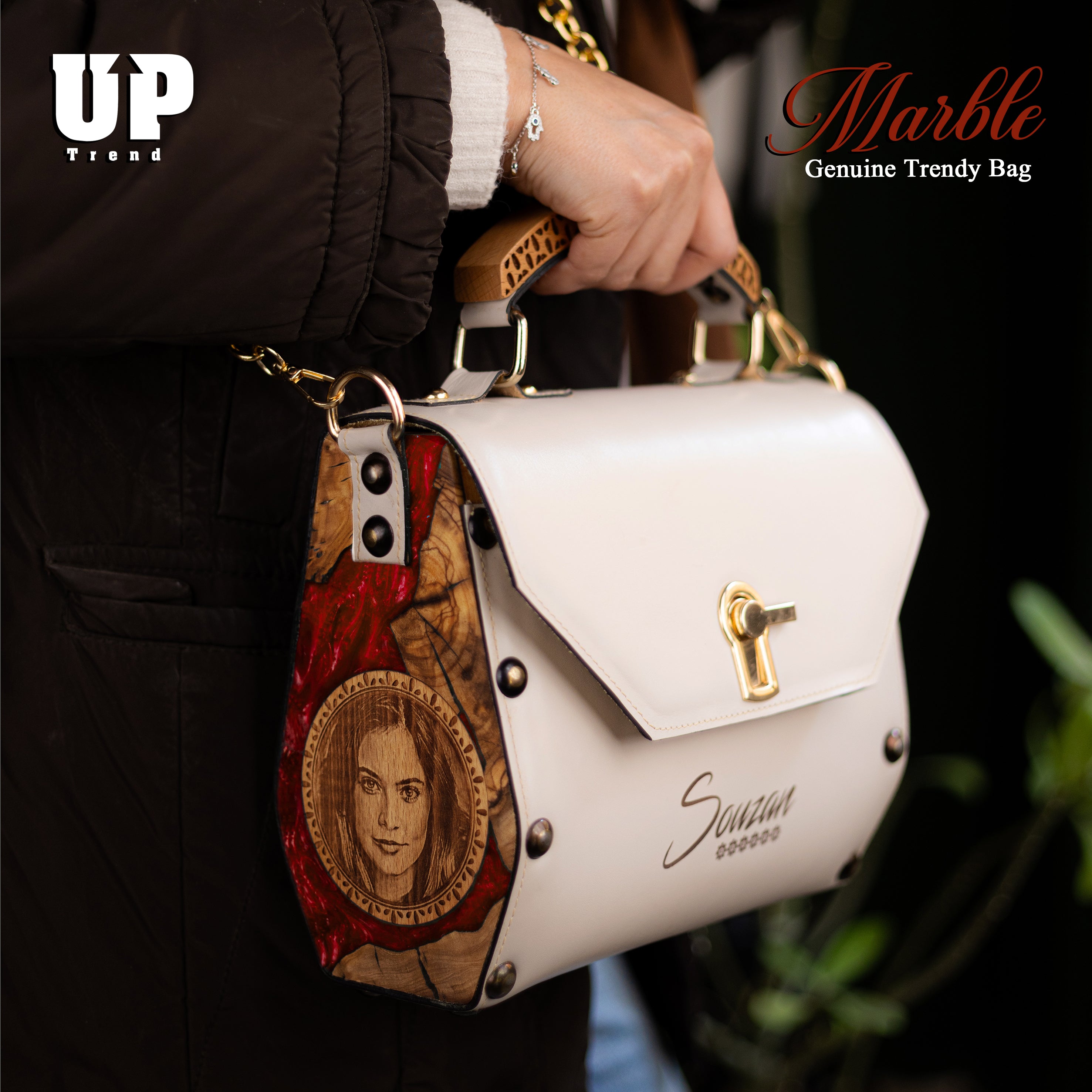 Marble Genuine Trendy Leather