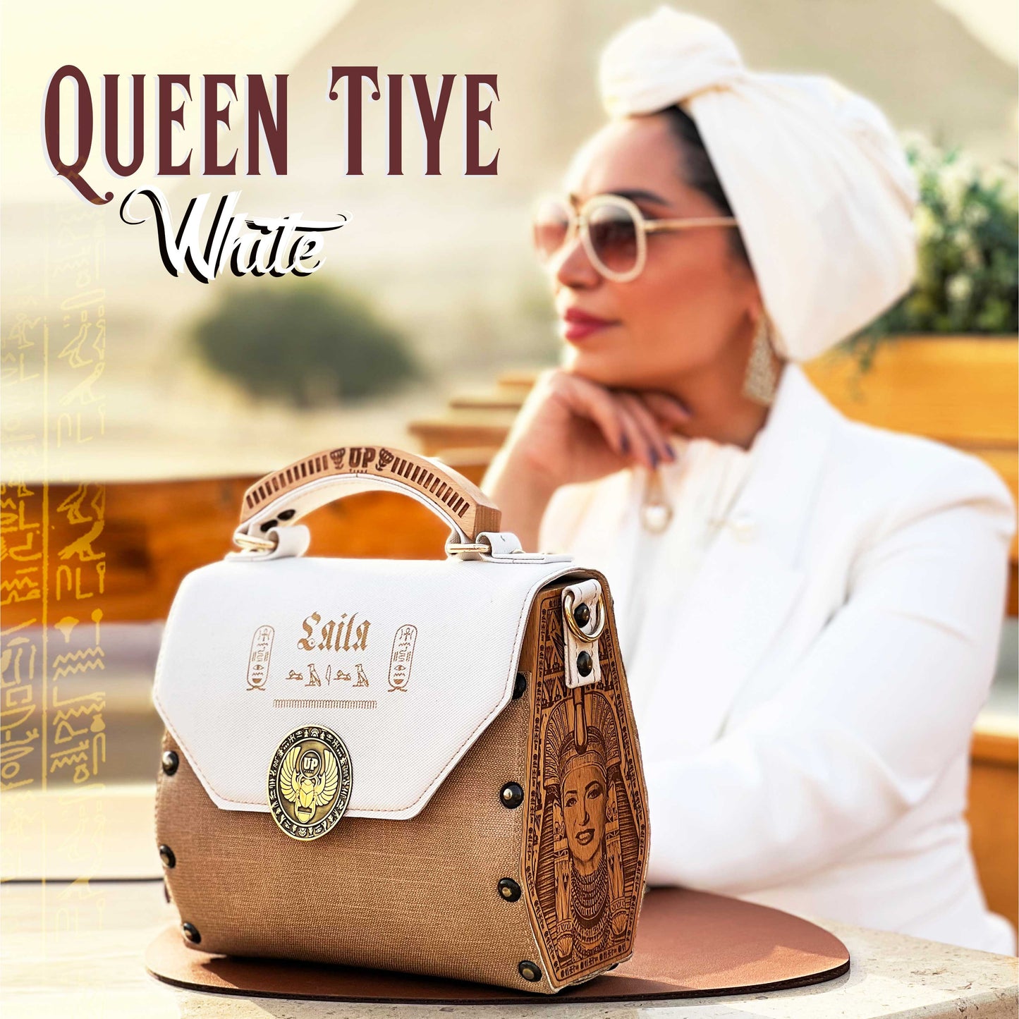 Pharaonic Trendy Bag " Queen Tiye White"