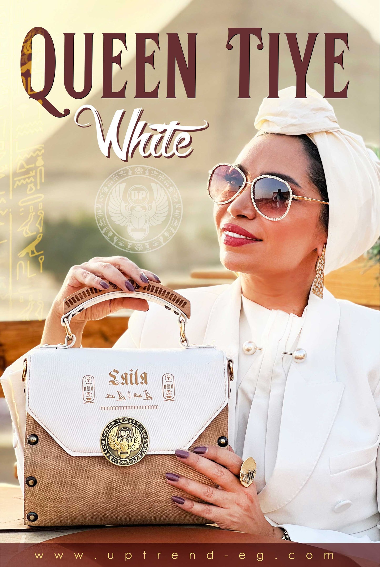 Pharaonic Trendy Bag " Queen Tiye White"